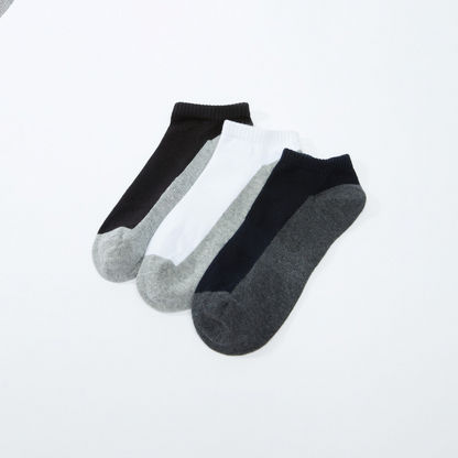 Textured Ankle Length Socks with Ribbed Cuffs - Set of 3