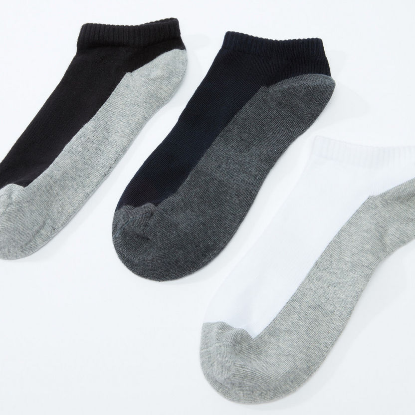 Textured Ankle Length Socks with Ribbed Cuffs - Set of 3-Socks-image-2
