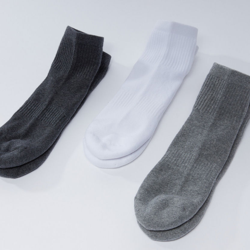 Textured Ankle Length Socks - Set of 3-Socks-image-0