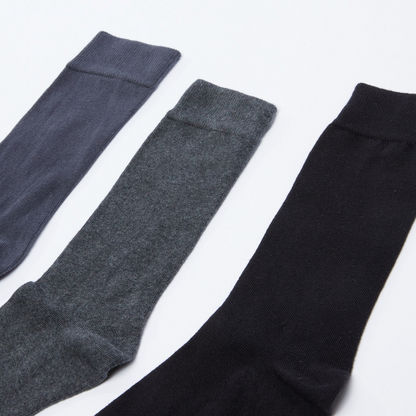 Textured Crew Length Formal Socks - Set of 3-Socks-image-1
