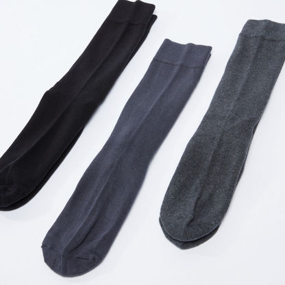 Textured Crew Length Formal Socks - Set of 3-Socks-image-2