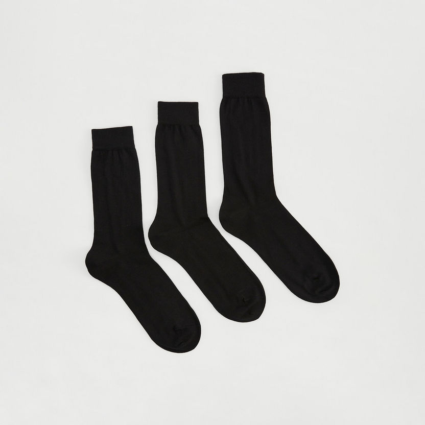 Set of 3 - Textured Calf Length Socks-Socks-image-0