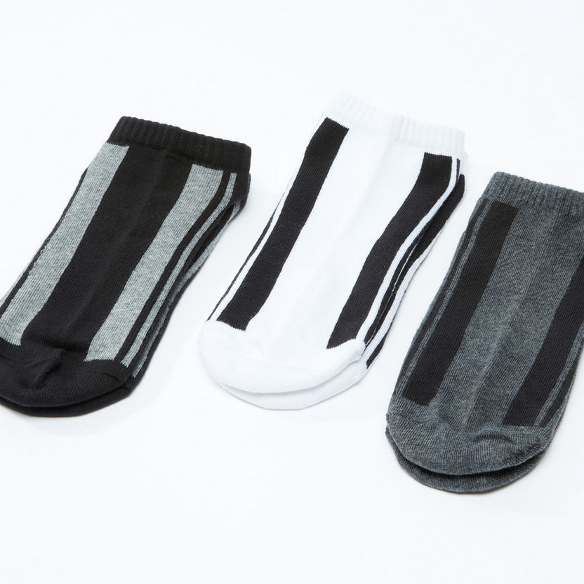 Striped Ankle Length Socks - Set of 3-Socks-image-0