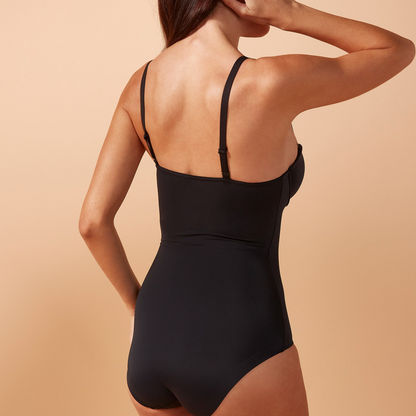 Padded Bodysuit with Adjustable Straps and Press Button Closure-Shapewear-image-2