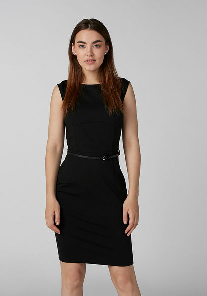 Plain Sleeveless Bodycon Dress with Zip Closure-Dresses-image-0