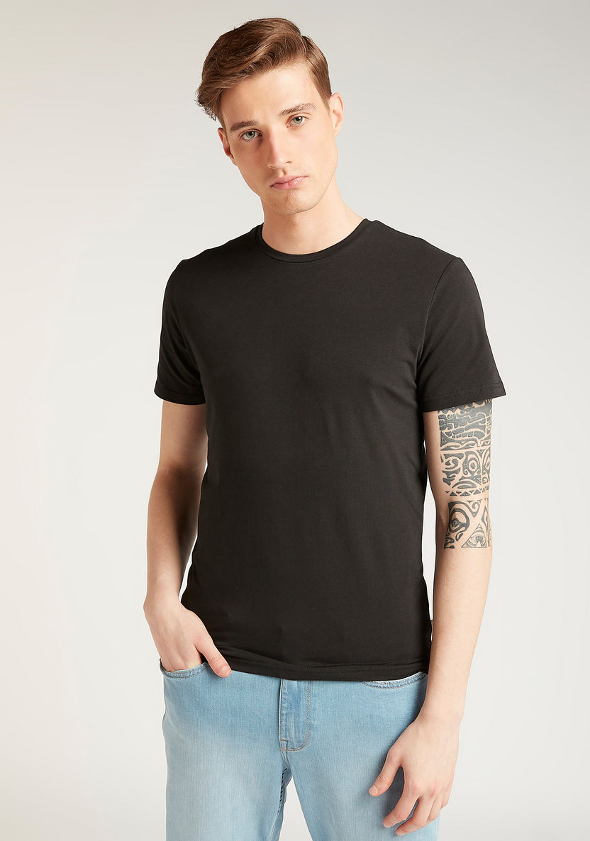 Lee Cooper Solid T-Shirt with Crew Neck and Short Sleeves-T Shirts-image-0