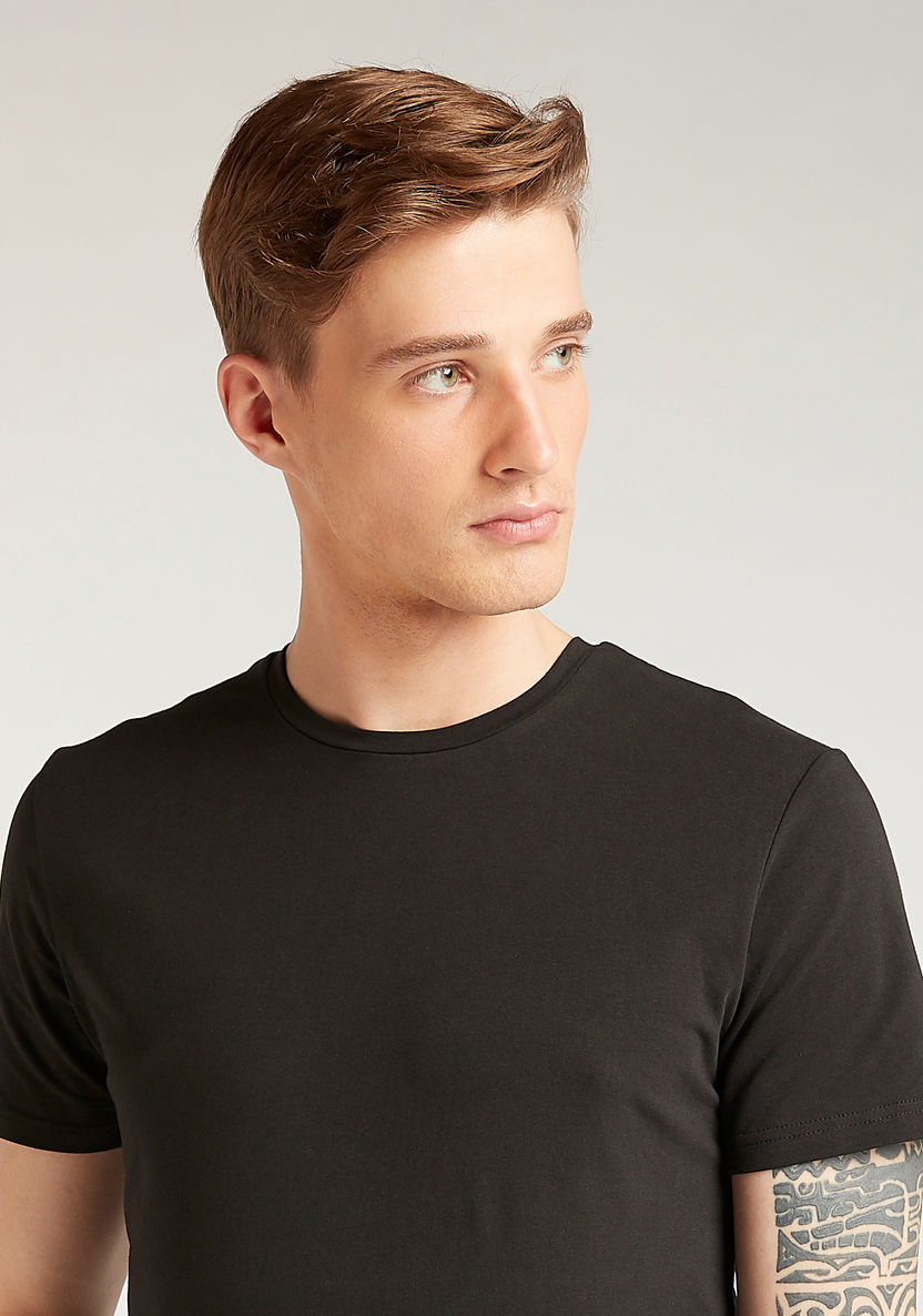 Lee Cooper Solid T-Shirt with Crew Neck and Short Sleeves-T Shirts-image-2