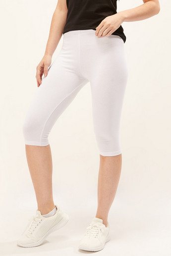 Buy Women's Solid Cropped Leggings with Elasticised Waistband