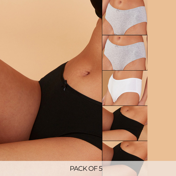 Set of 5 - Bow Applique Briefs with Elasticised Waistband