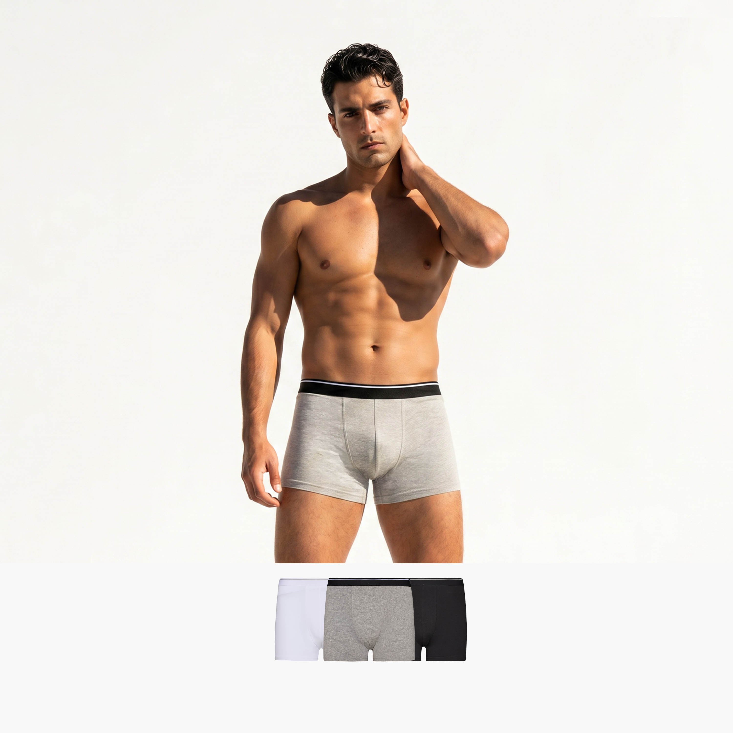 Set of 3 - Trunks with Elasticised Waistband-men-clothing-innerwear-underwear-image-1