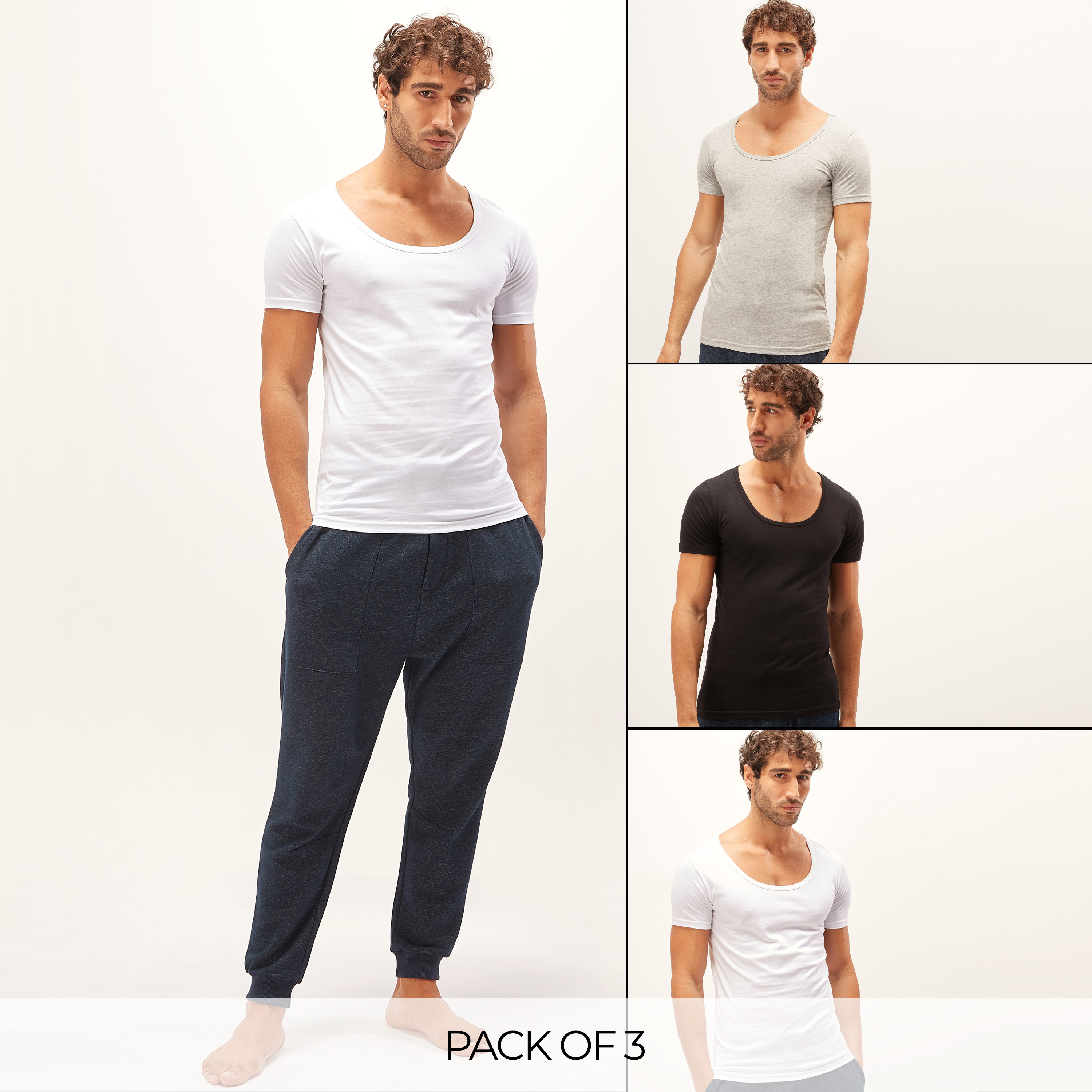 Set of 3 - Round Neck Vest with Short Sleeves-men-clothing-tshirtsandpolos-vests-image-1
