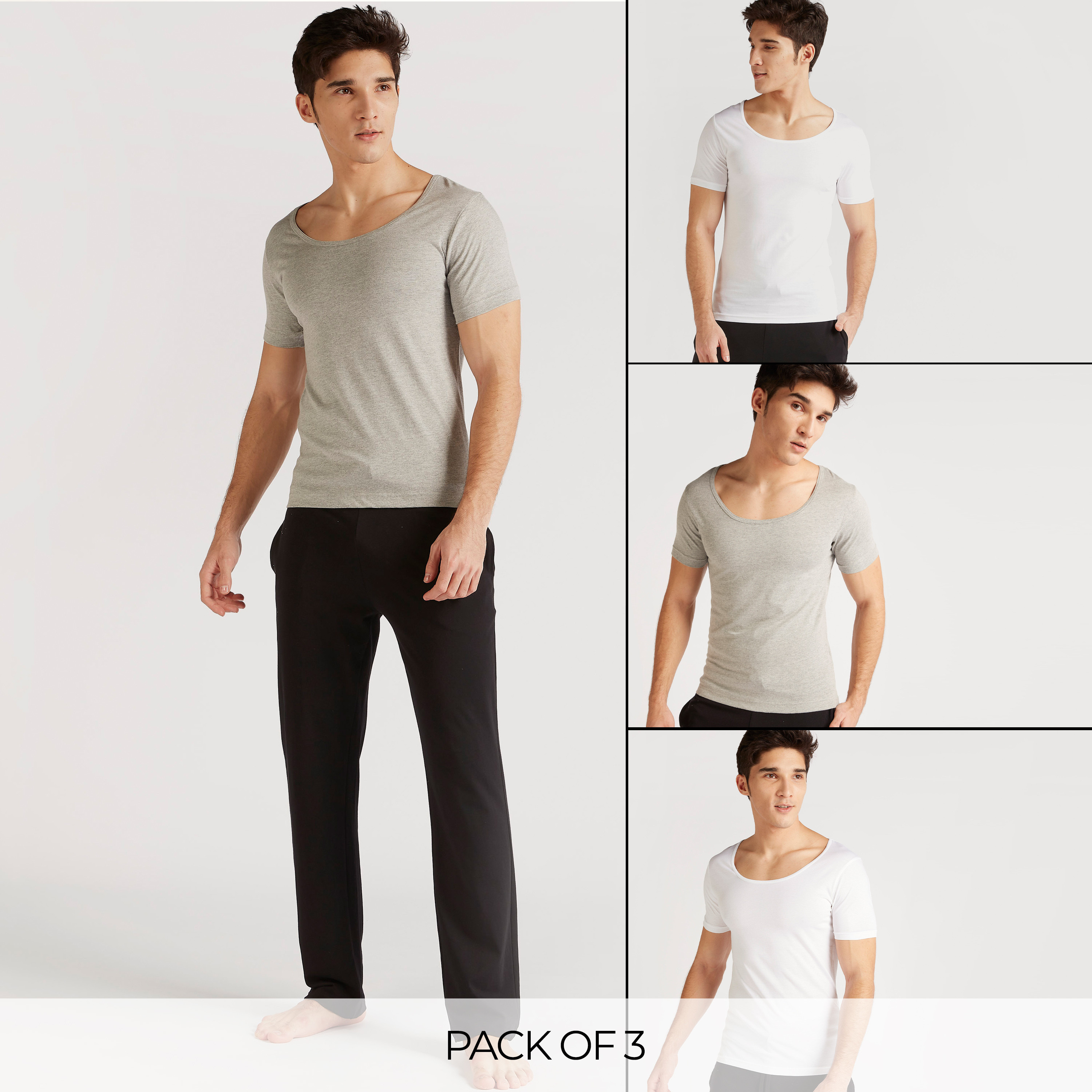 Set of 3 - Round Neck Vest with Short Sleeves-men-clothing-tshirtsandpolos-vests-image-1