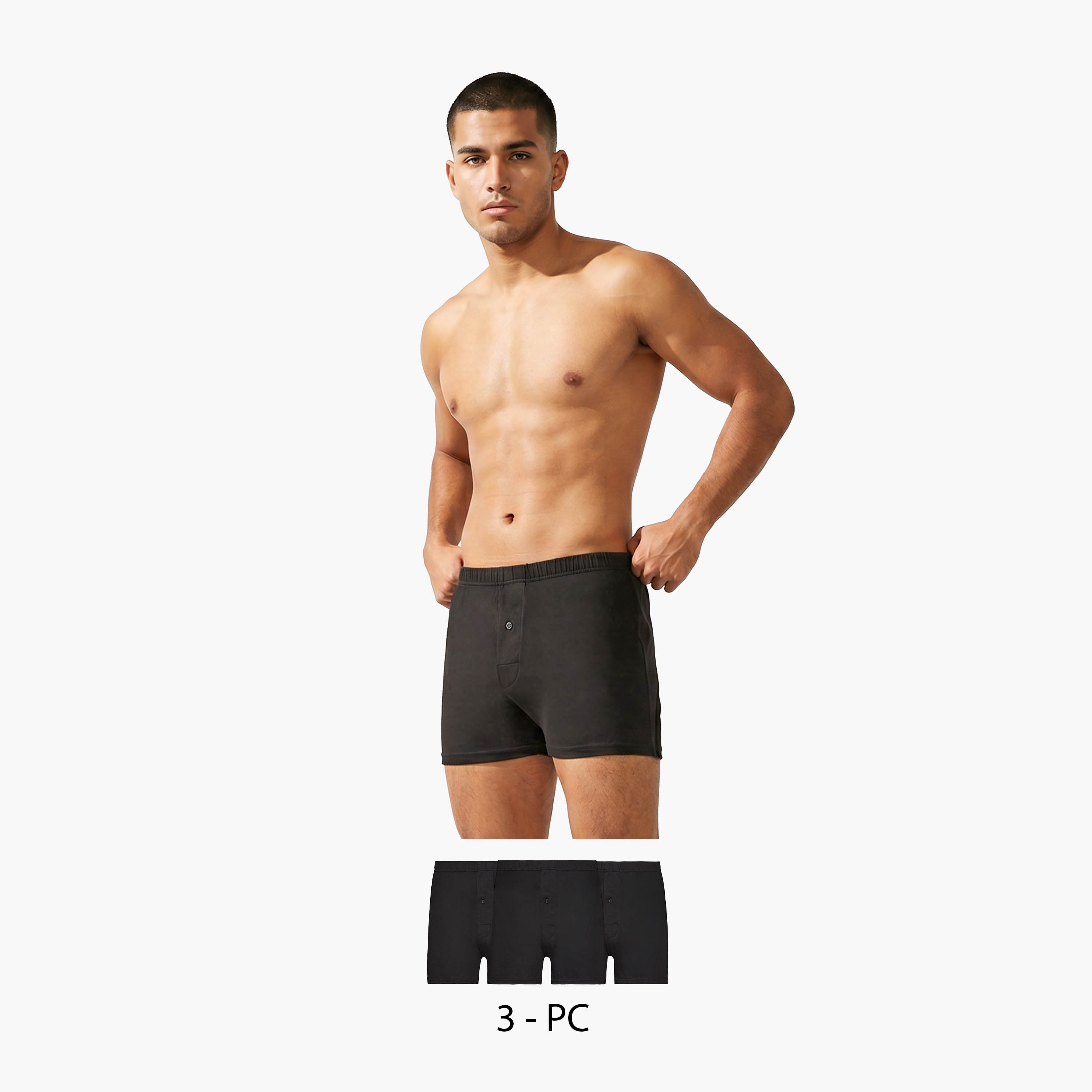 Set of 3 - Trunks with Elasticised Waistband-men-clothing-innerwear-underwear-image-1