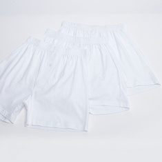 Set of 3 - Solid Boxer with Button Detail
