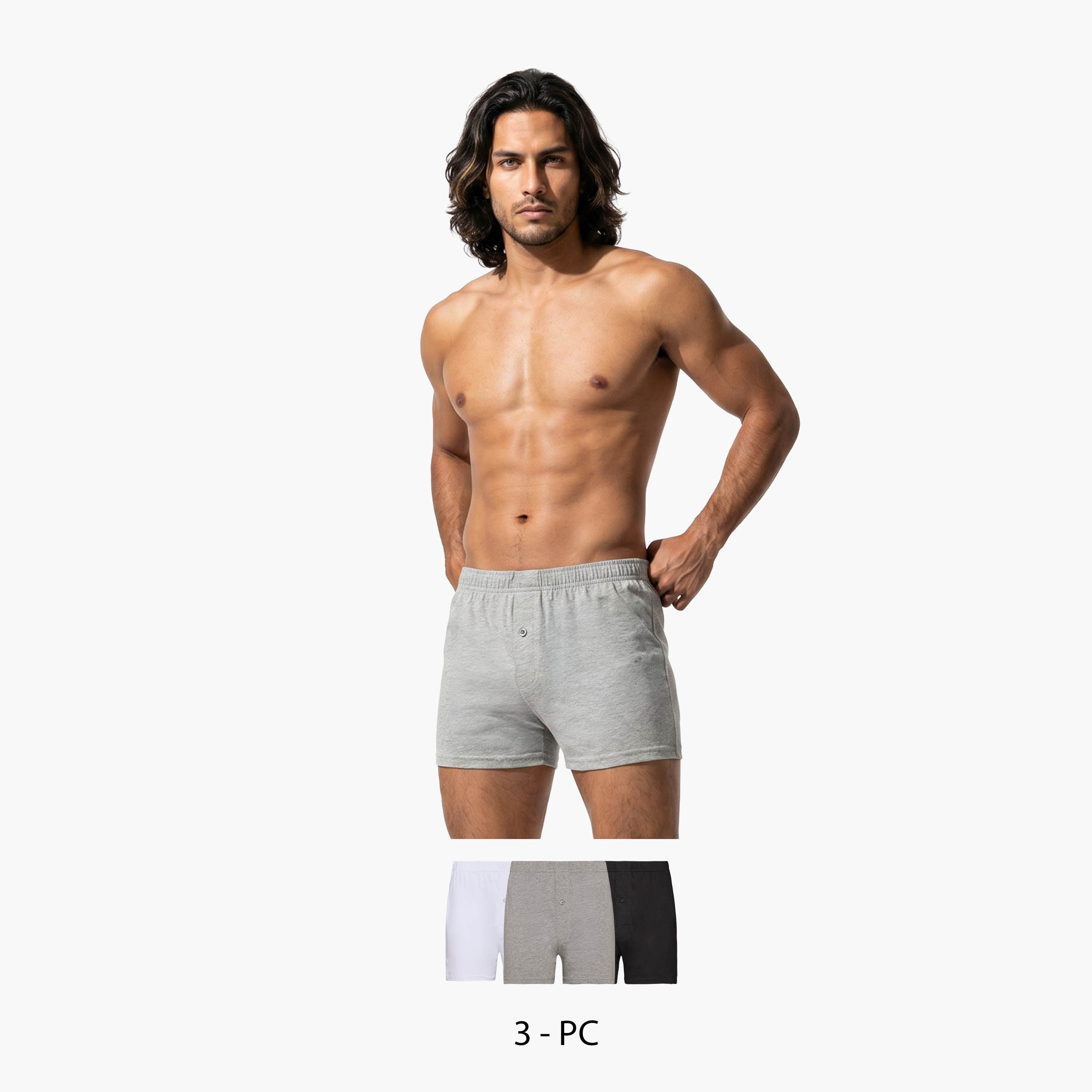 Set of 3 - Trunks with Elasticised Waistband-men-clothing-innerwear-underwear-image-1
