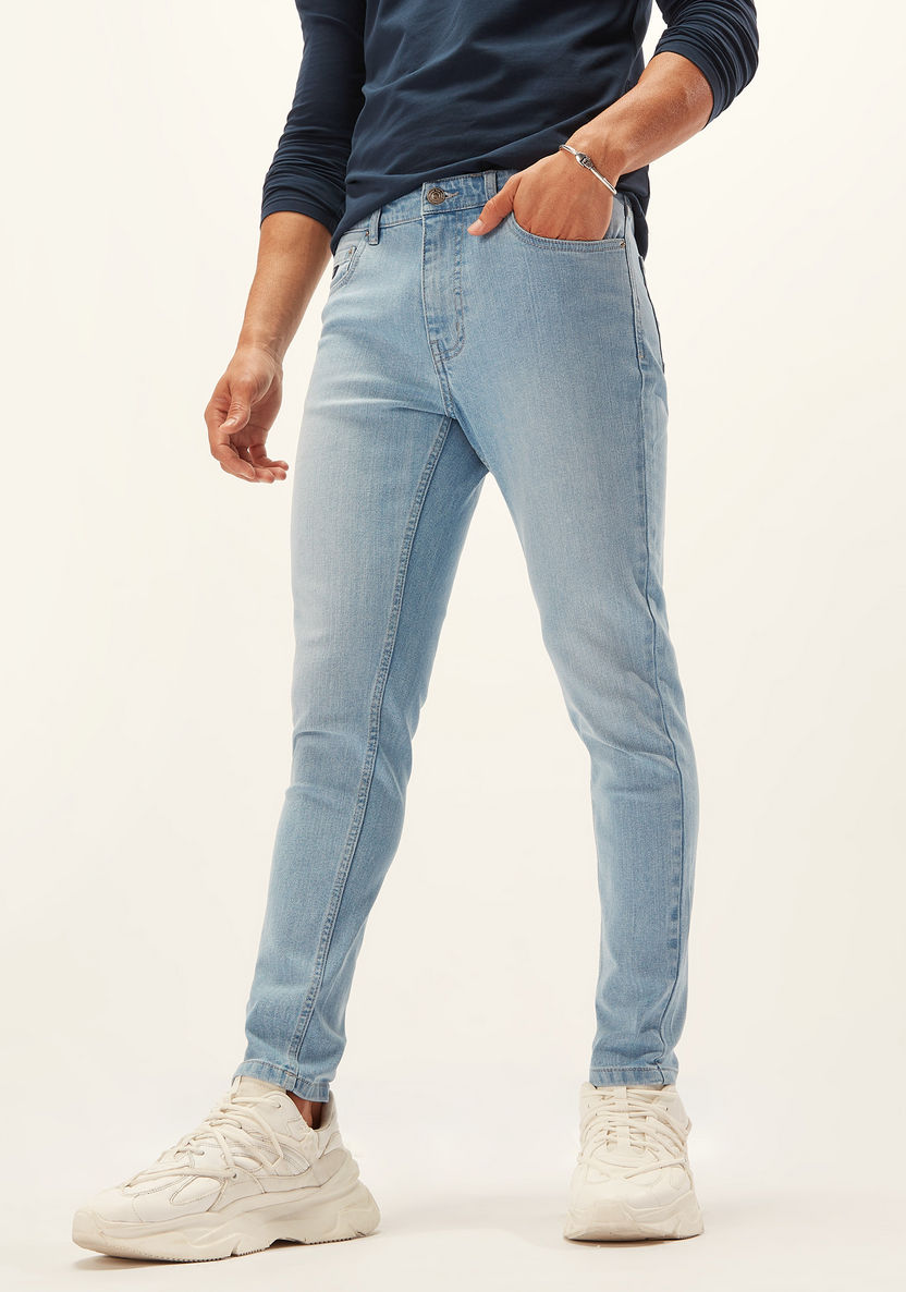 Skinny Fit Full Length Solid Jeans with Pocket Detail and Belt Loops-Jeans-image-0