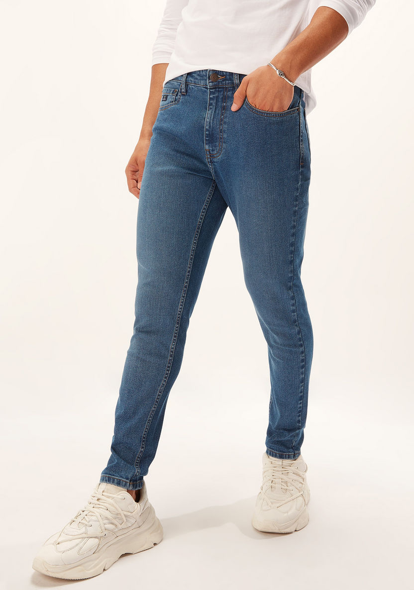 Full Length Jeans with Pocket Detail and Button Closure-Jeans-image-0