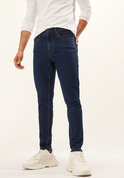 Mid-Rise Skinny Fit Jeans with Button Closure and Pockets-Jeans-image-0