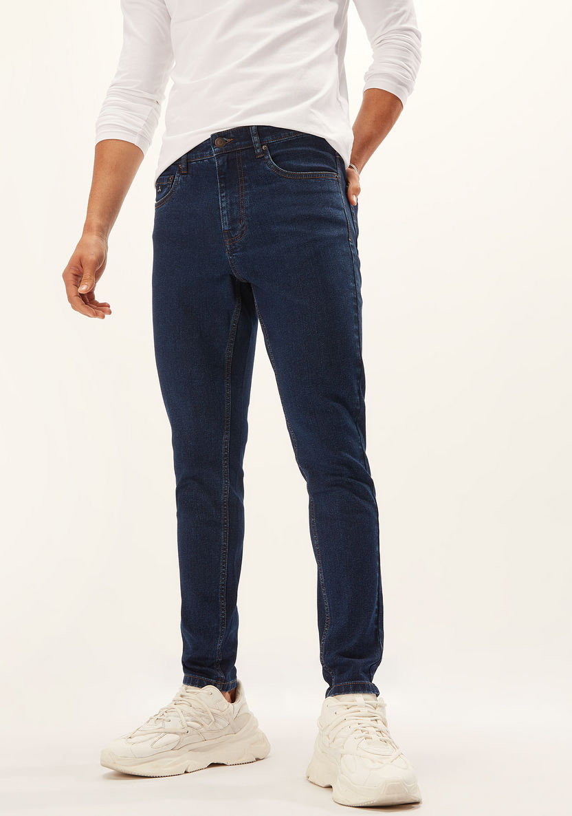 Mid-Rise Skinny Fit Jeans with Button Closure and Pockets-Jeans-image-0