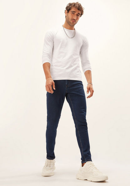 Mid-Rise Skinny Fit Jeans with Button Closure and Pockets-Jeans-image-1
