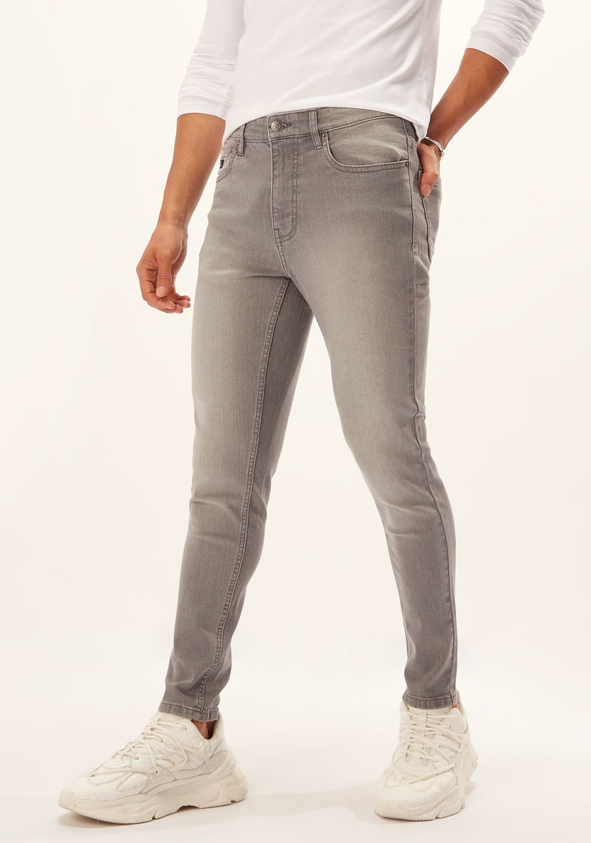 Skinny Fit Full Length Solid Jeans with Pocket Detail and Belt Loops-Jeans-image-0