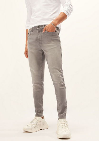 Skinny Fit Full Length Solid Jeans with Pocket Detail and Belt Loops-Jeans-image-5