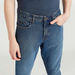 Full Length Solid Jeans with Pocket Detail and Belt Loops-Jeans-thumbnailMobile-2