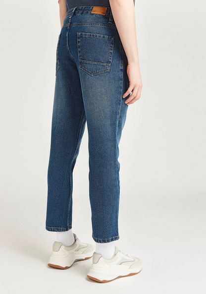Full Length Solid Jeans with Pocket Detail and Belt Loops-Jeans-image-3