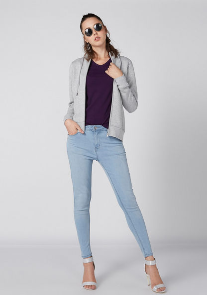 Solid Mid-Rise Denim Jeans with Pockets and Button Closure-Jeans-image-3