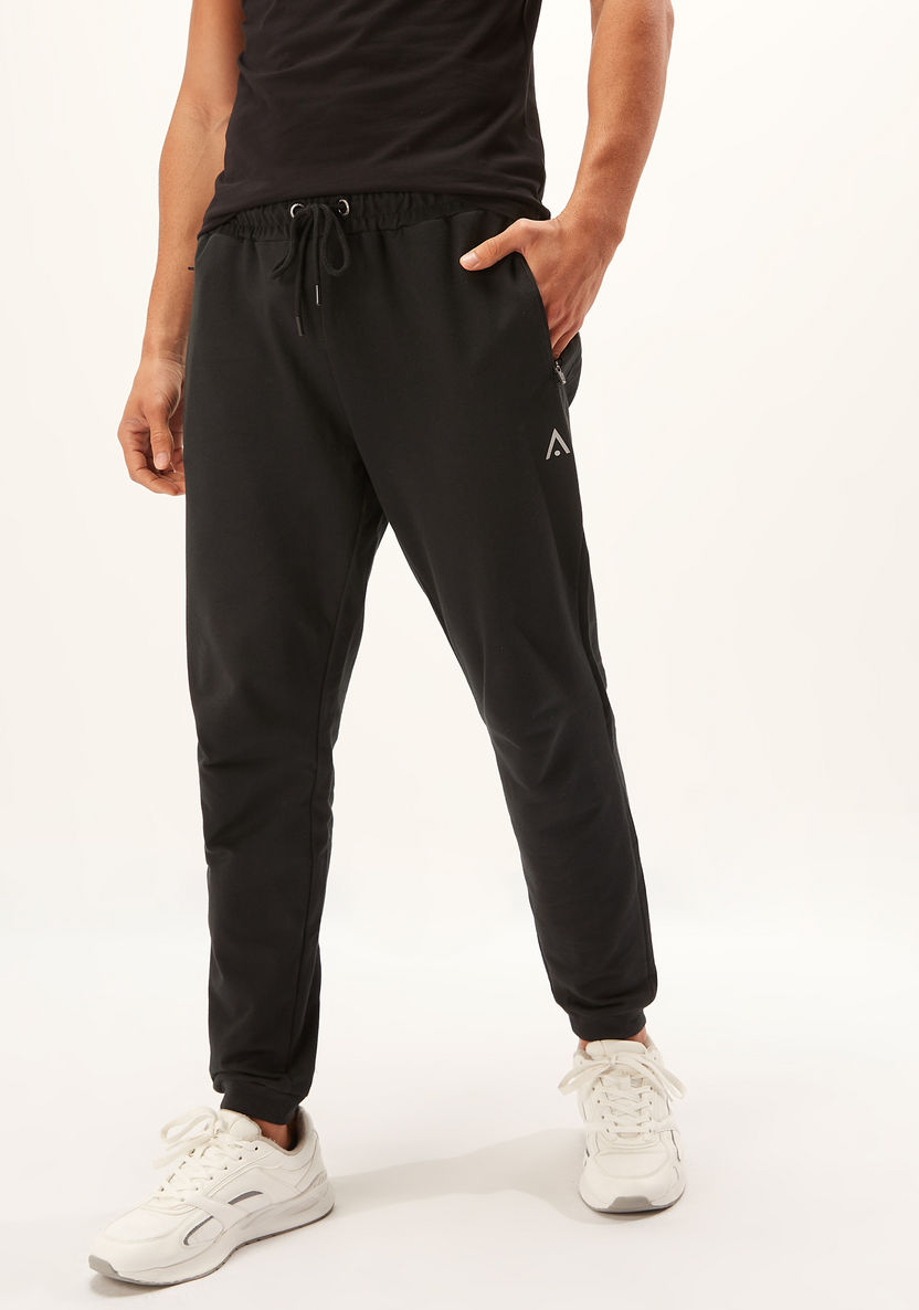 Full Length Solid Jog Pants with Pocket Detail and Drawstring-Bottoms-image-0