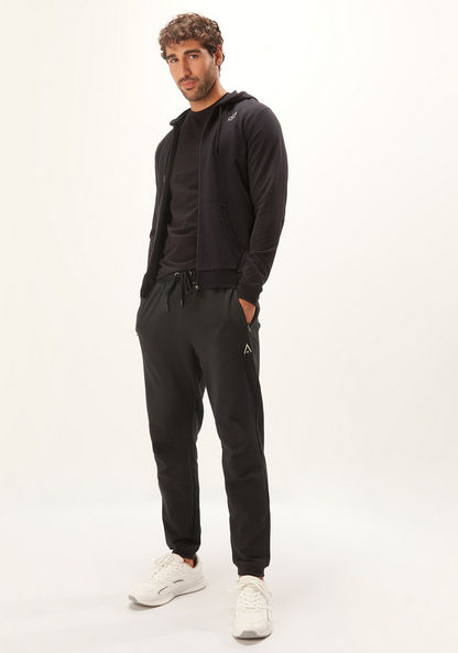 Full Length Solid Jog Pants with Pocket Detail and Drawstring