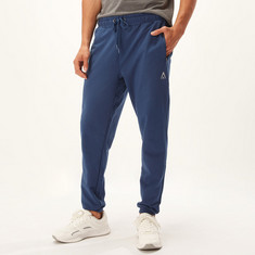 Full Length Solid Jog Pants with Pocket Detail and Drawstring