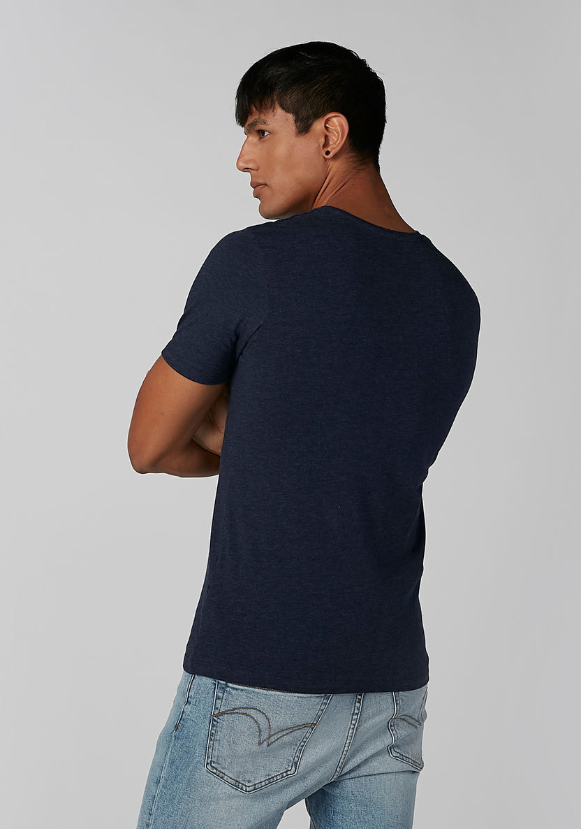 Plain T-shirt with V-neck and Short Sleeves-T Shirts-image-2