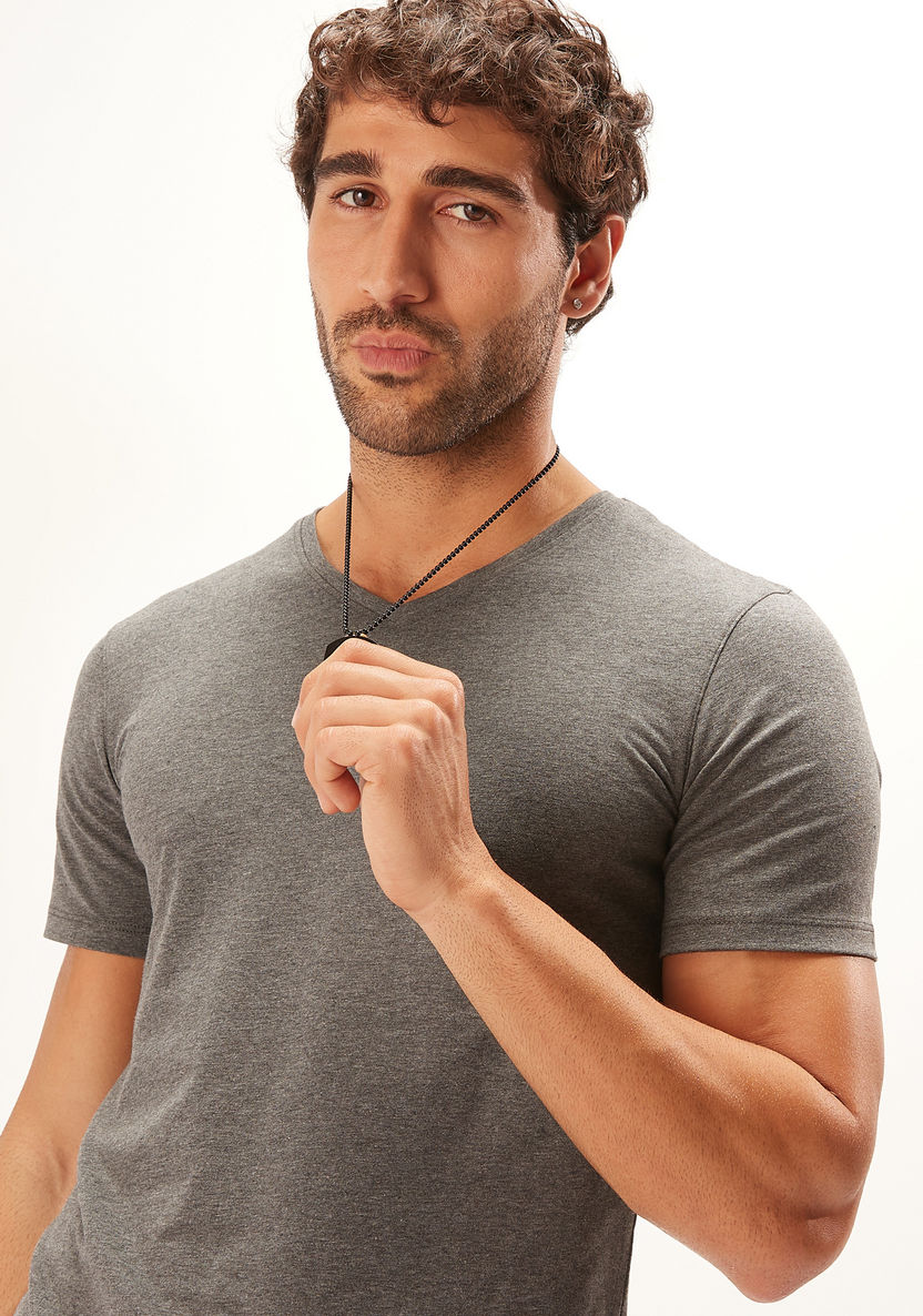 V-Neck T-Shirt with Short Sleeves-T Shirts-image-2