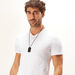 Solid T-shirt with V-neck and Short Sleeves-T Shirts-thumbnailMobile-4