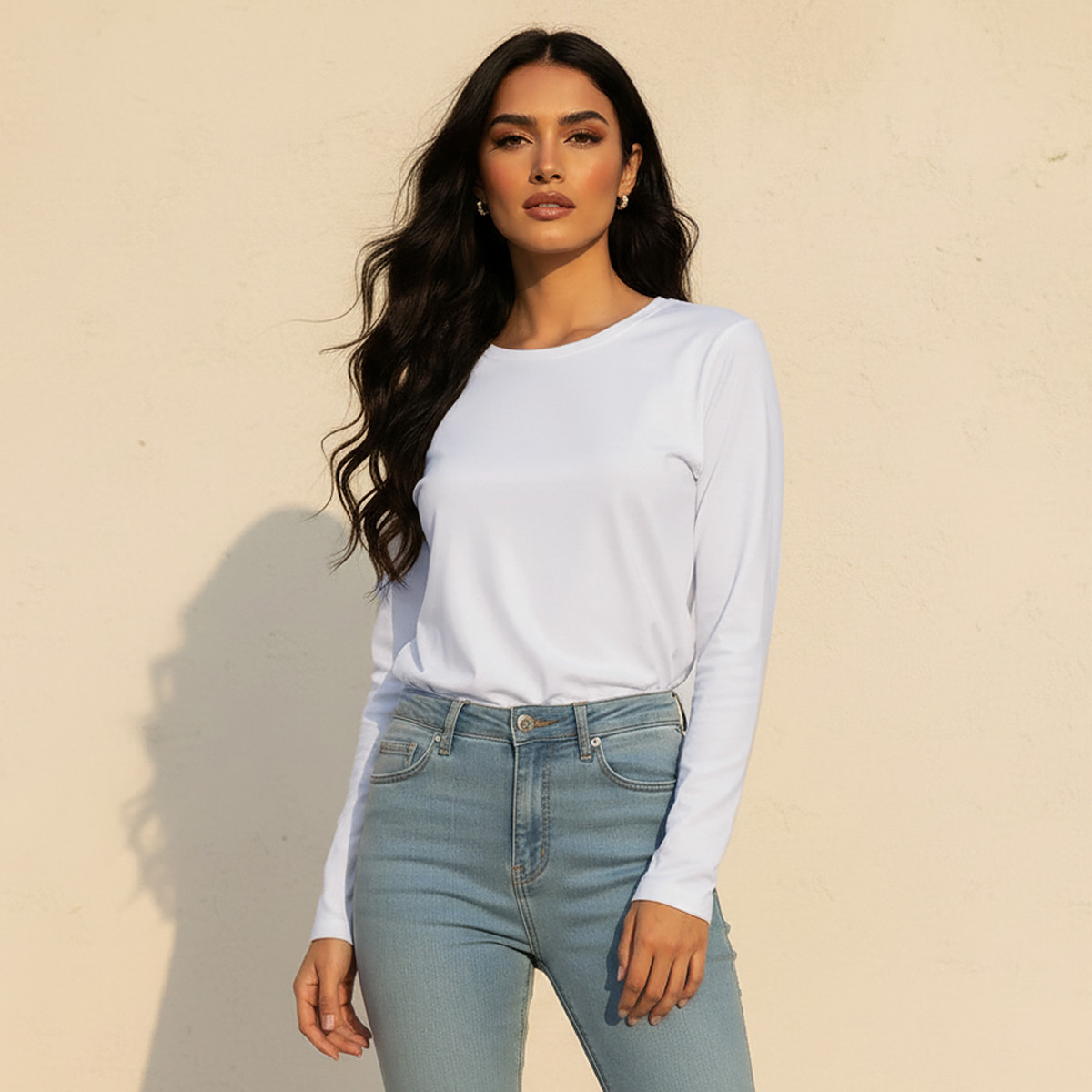 Slim Fit Antibacterial T-shirt with Long Sleeves-women-clothing-tshirts-image-1