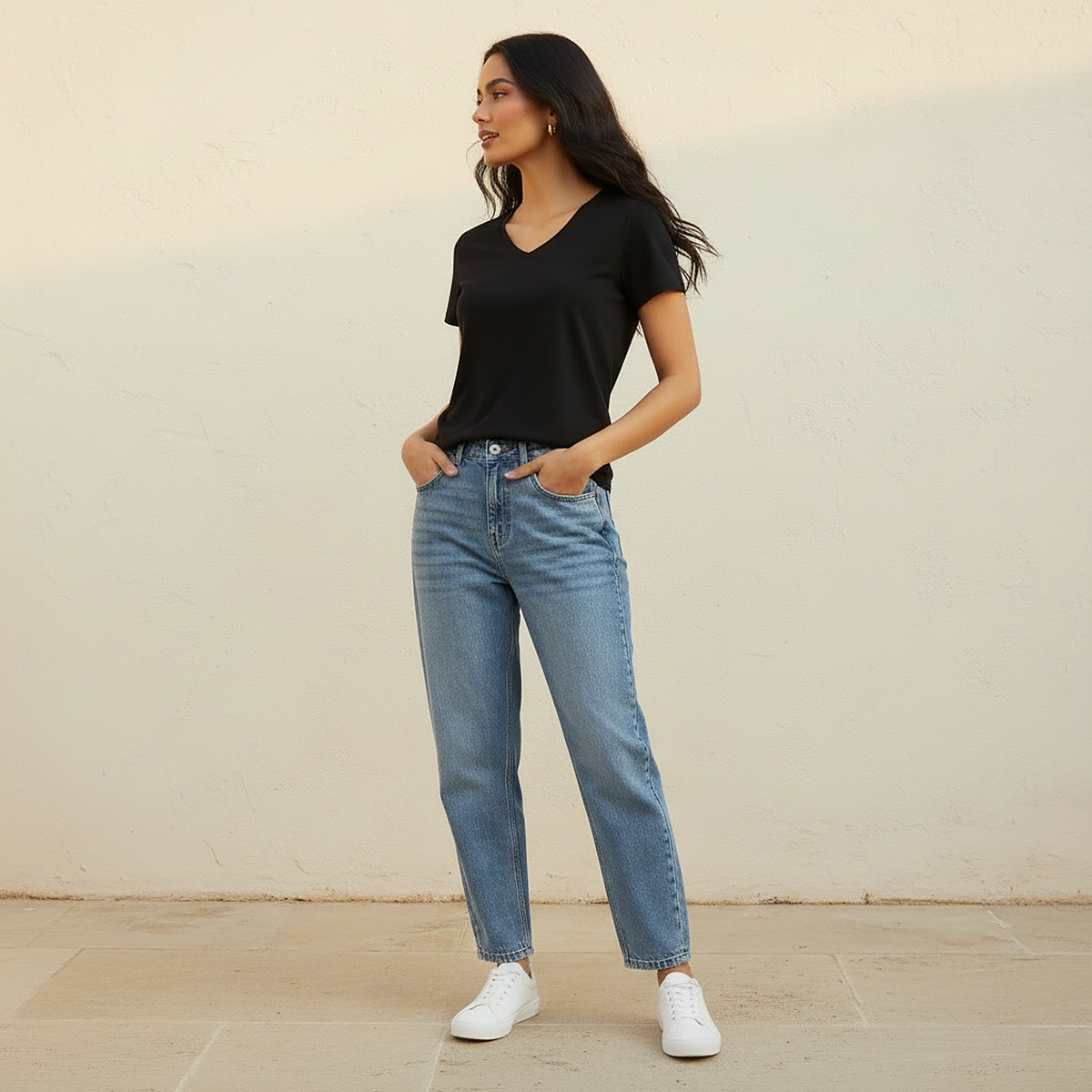 Slim Fit Antibacterial T-Shirt with Cap Sleeves-women-clothing-tshirts-image-3