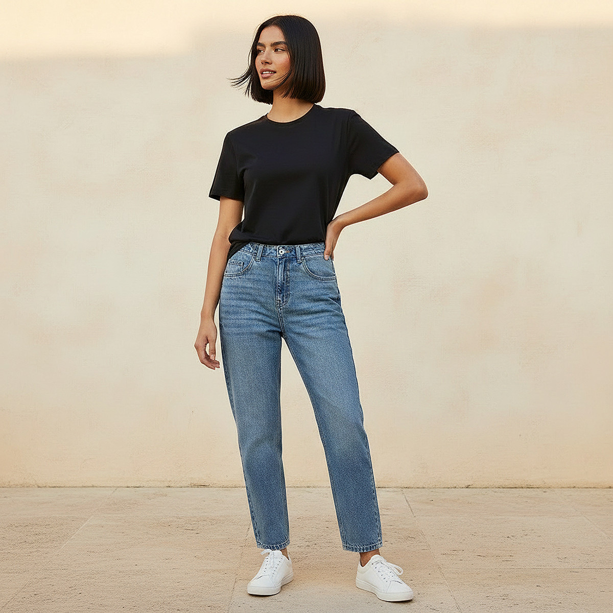 Slim Fit Antibacterial T-Shirt with Cap Sleeves-women-clothing-tshirts-image-3