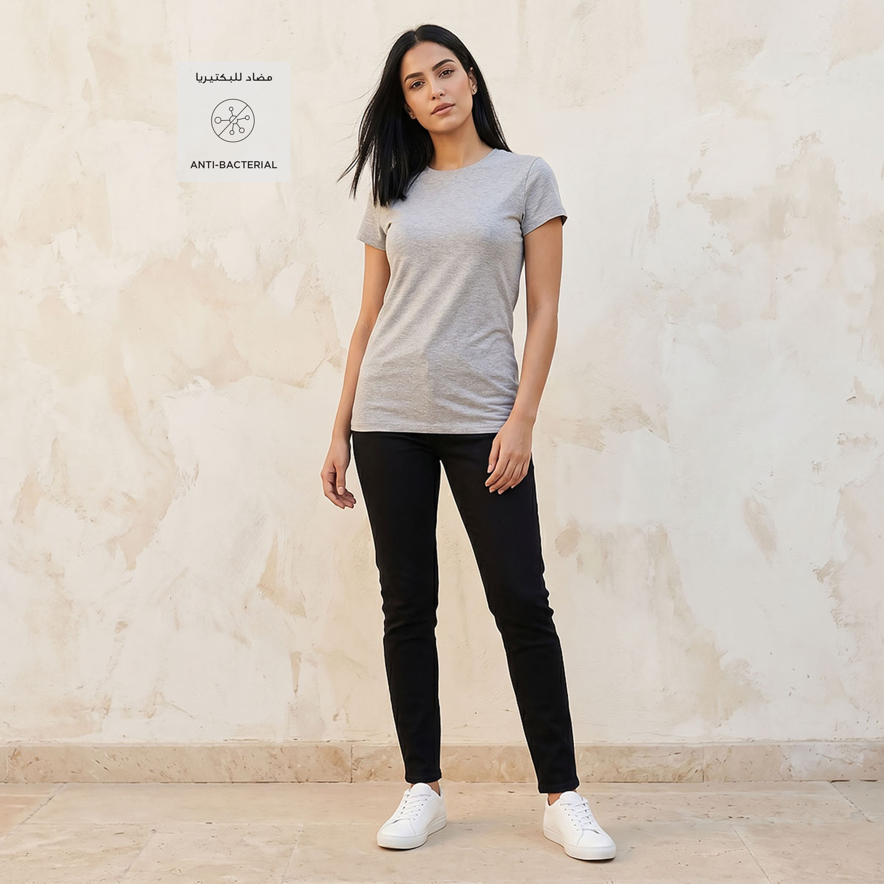 Plain Crew Neck T-shirt with Cap Sleeves-women-clothing-tshirts-image-3