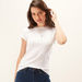 Solid Top with Crew Neck and Cap Sleeves-T Shirts-thumbnail-2
