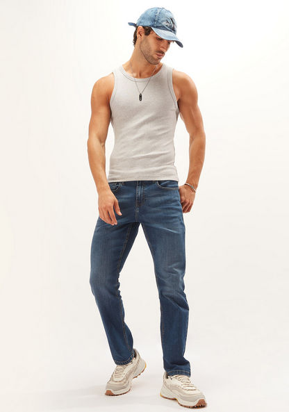 Ribbed Sleeveless Vest with Round Neck-Vests-image-0