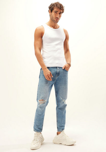 Ribbed Sleeveless Vest with Round Neck-Vests-image-4
