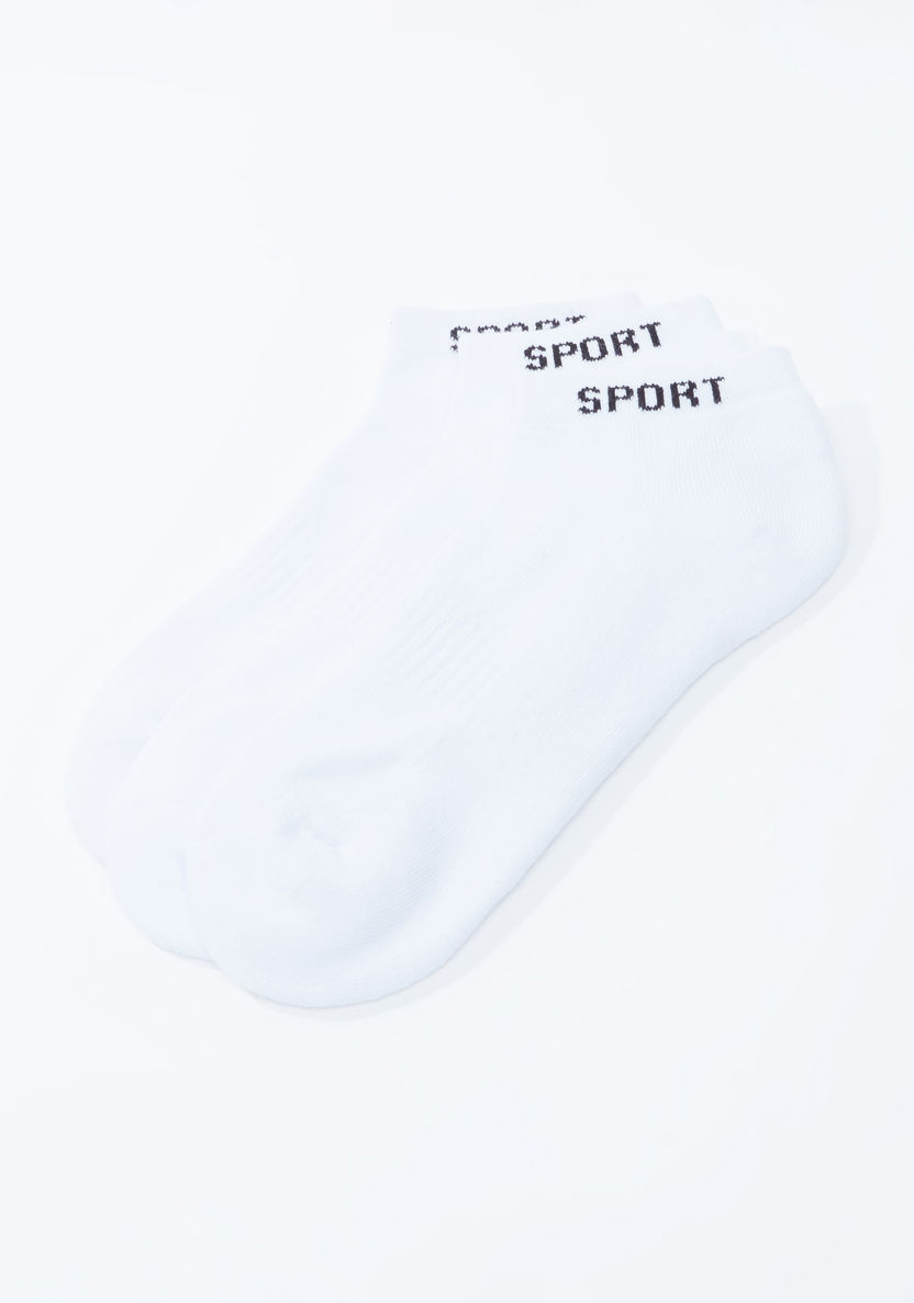 Set of 3 - Textured Ankle Length Socks with Printed Hem-Socks-image-1