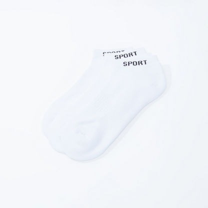 Set of 3 - Textured Ankle Length Socks with Printed Hem