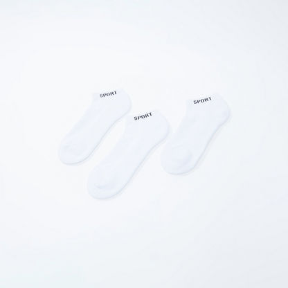Set of 3 - Textured Ankle Length Socks with Printed Hem-Socks-image-2