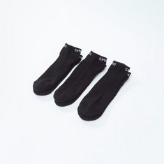 Set of 3 - Textured Ankle Length Socks with Printed Hem