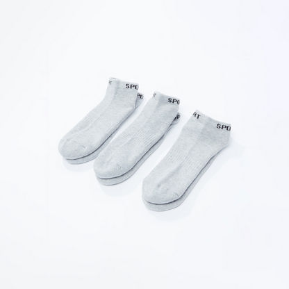 Set of 3 - Textured Ankle Length Socks with Printed Hem-Socks-image-0