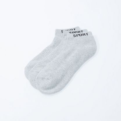 Set of 3 - Textured Ankle Length Socks with Printed Hem-Socks-image-1