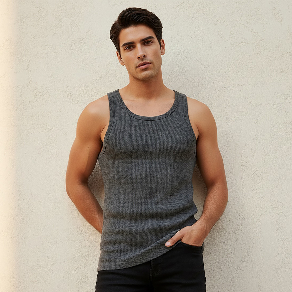 Textured Sleeveless Scoop Neck Vest-men-clothing-tshirtsandpolos-vests-image-1
