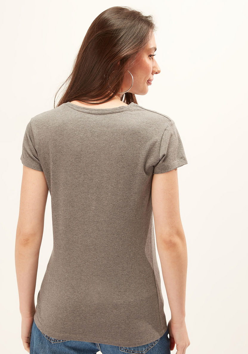 Plain Top with Round Neck and Cap Sleeves-T Shirts-image-3
